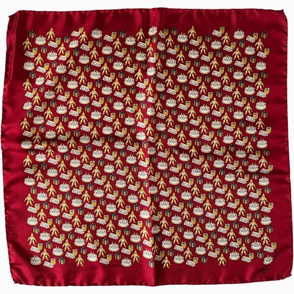 Chopard Red Silk Happy Birthday Pocket Square Scarf - Picture 6 of 6